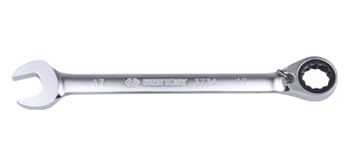 KLUCZ PŁASKO-OCZKOWY Z GRZECHOTKĄ DWUKIERUNKOWĄ 72 ZĘBY Z BLOKADĄ OCZKA 191 x 14mm