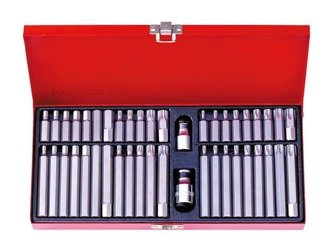 ZESTAW BITÓW 10mm  44cz.  HEX  4 - 12mm,  TORX  T20 - T60,  SPLINE  5 - 12mm, KASETA