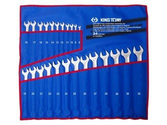 ZESTAW KLUCZY PŁASKO-OCZKOWYCH EKSTRA DŁUGICH 24cz. 6 - 32mm,  ETUI Z MATERIAŁU