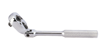 GRZECHOTKA Z PRZYCISKIEM 1/4'' ŁAMANA 24 ZĘBY 150mm CHROM, UCHWYT MOLETOWANY