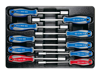 ZESTAW WKRĘTAKÓW Z NASADKĄ 10 cz. 6-13MM + 1/4", 5/16", WKŁAD DO WÓZKA