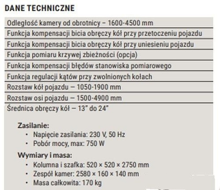 Werther instrument do pomiaru i regulacji geometrii kół 3D, zabudowa z podnośnik  9002 3D LIFT - MUNSTER 