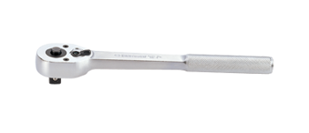 GRZECHOTKA Z PRZYCISKIEM 1/2'' 32 ZĘBY 250mm CHROM, UCHWYT MOLETOWANY