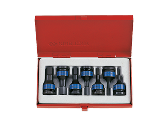 ZESTAW NASADEK  UDAROWYCH  Z  KOŃCÓWKĄ  HEX  1/2''   7cz.  KRÓTKIE  4 - 14mm,  KASETA