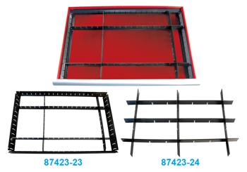 PLASTIKOWE PRZEGRODY DO SZUFLADY WÓZKA, WYMIARY: 570MM x 370MM x 40MM