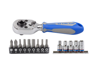 ZESTAW 1/4" NASADEK KRÓTKICH, BITY Z GRZECHOTKĄ, 15 CZ., BLISTER