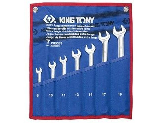 ZESTAW KLUCZY PŁASKO-OCZKOWYCH EKSTRA DŁUGICH 7cz. 8 - 19mm,  ETUI Z MATERIAŁU