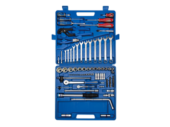 ZESTAW NASADEK 1/4''+1/2'' 97cz. 6-kąt. Z AKCESORIAMI, CHROM+ NARZĘDZIA UNIWERSALNE W WALIZCE PLAST.