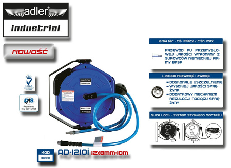 Zwijadło z przewodem zbrojonym PU BASF 12x8mm - 10 m  AD-1210i Adler Industrial