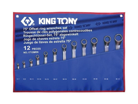 ZESTAW KLUCZY  OCZKOWYCH  ODGIĘTYCH  75°  12cz.  6 - 32mm,  ETUI Z MATERIAŁU