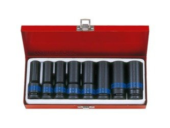 ZESTAW NASADEK  UDAROWYCH  1/2''   8cz.  DŁUGIE  6-kąt.  12 - 23mm,  KASETA