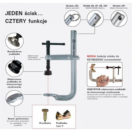 Ścisk przesuwny 4-IN-1 Regular Duty 521x140 mm