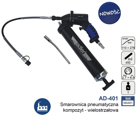 Smarownica pneumatyczna wielostrzałowa  AD-401 kompozyt