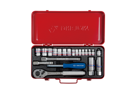 ZESTAW NASADEK  Z  KOŃCÓWKĄ  HEX  1/2''   9 cz. DŁUGIE  4 - 17mm  CHROM, KASETA