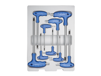 ZESTAW IMBUSÓW  Z  UCHWYTEM ''L''  9szt.  1163  -  TORX / TORX  Z  OTWOREM  T10 - T50,  KARTON