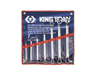 ZESTAW KLUCZY  OCZKOWYCH  ODGIĘTYCH  75°   7cz.  CALOWE  1/4 - 1.1/8''   ETUI