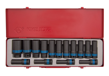 ZESTAW NASADEK UDAROWYCH  1/2" 15cz. DŁUGIE  12-kąt.  8 - 24mm, KASETA