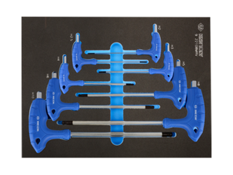 ZESTAW IMBUSÓW  Z  UCHWYTEM ''L''  8szt. HEX / HEX  Z  KULKĄ   2 - 10mm,  WKŁAD Z PIANKI DO WÓZKA