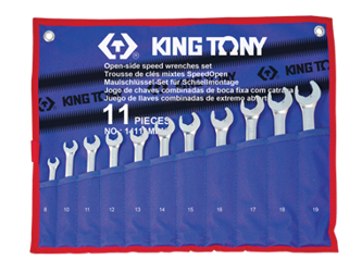 ZESTAW KLUCZY PŁASKO-OCZKOWYCH Z GRZECHOTKĄ W CZĘŚCI PŁASKIEJ, 11 CZ.