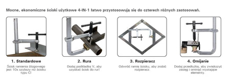 Ścisk przesuwny 4-IN-1 Regular Duty 521x140 mm