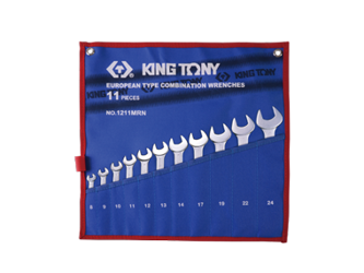 ZESTAW KLUCZY PŁASKO-OCZKOWYCH  11cz.  8 - 24mm,  ETUI Z MATERIAŁU