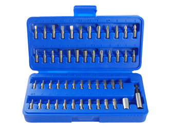 ZESTAW BITÓW 1/4'' 50cz.  Z UCHWYTEM 2141 + 750-60,  PŁASKIE 4 - 6,5mm, PH1 - PH3, PZ1 - PZ3, HEX  2 - 8mm,  TORX