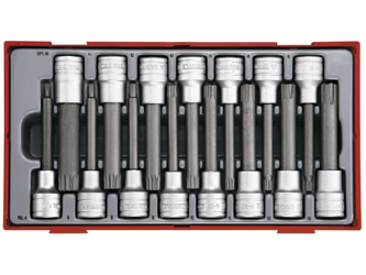 15-elementowy zestaw nasadek trzpieniowych typu Ribe i XZN, z chwytem kwadratowym 1/2" 