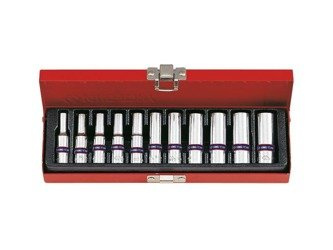 ZESTAW NASADEK 1/4'' 11cz. DŁUGIE 6-kąt. 4 - 13mm, CHROM, KASETA