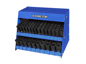 SKRZYNKA  EKSPOZYCYJNA  Z  ZESTAWEM  NASADEK  UDAROWYCH  1/2''   166cz.  DŁUGIE  6-kąt. 8 - 32mm