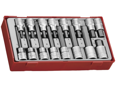 16-elementowy zestaw grotów wymiennych typu imbus. Z chwytem kwadratowym 1/2". Teng Tools TTHEX16