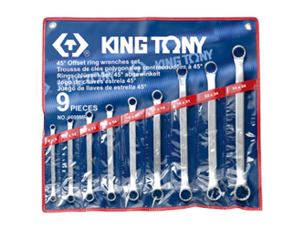 ZESTAW KLUCZY OCZKOWYCH ODGIĘTYCH 45° 9cz. 8 - 26mm, ETUI