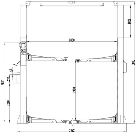 Podnośnik dwukolumnowy automat AMT z łączeniem górnym 4T TL0006-230V