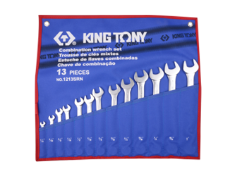 ZESTAW KLUCZY PŁASKO-OCZKOWYCH  13cz. CALOWE  1/4" - 1"  ETUI Z MATERIAŁU