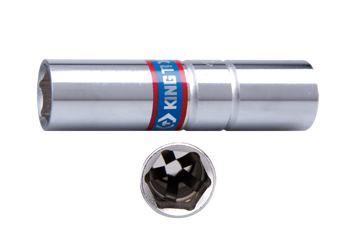 NASADKA DO ŚWIEC 3/8" 20.8mm x 70mm 6-kąt. CHROM, WKŁADKA Z METALOWYM KLIPSEM