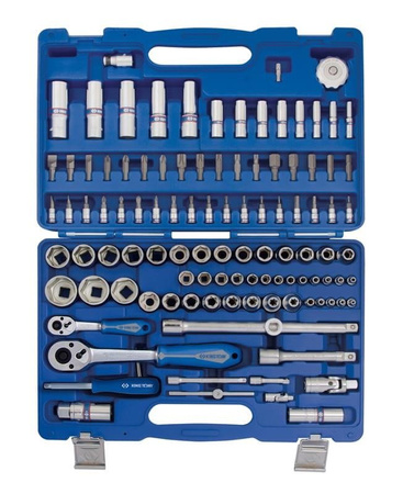 PROMOCJA - ZESTAW NASADEK 1/4"+1/2" 110cz. 6-kąt. Z AKCESORIAMI, CHROM + NARZĘDZIA UNIWERSALNE