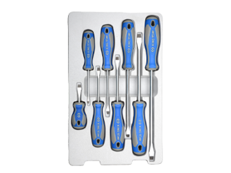 ZESTAW WKRĘTAKÓW  8 cz.  PŁASKIE  3 x 75,  5 x 75,  5 x 100,  6,5 x 38,  6,5 x 100,  6,5 x 150,  8 x 150,  8 x 200