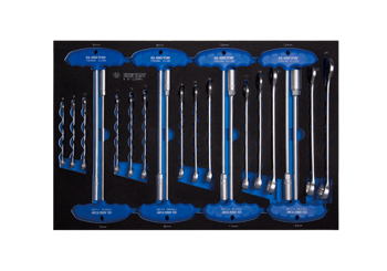 ZESTAW KLUCZY PŁASK-OCZKOWYCH 8 - 24mm ORAZ KLUCZY NASADOWYCH 6 - 11mm,  WKŁAD Z PIANKI, DO WÓZKA