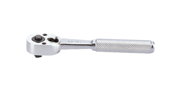 GRZECHOTKA Z PRZYCISKIEM 1/4'' 24 ZĘBY 130mm CHROM, UCHWYT MOLETOWANY, BLOKADA