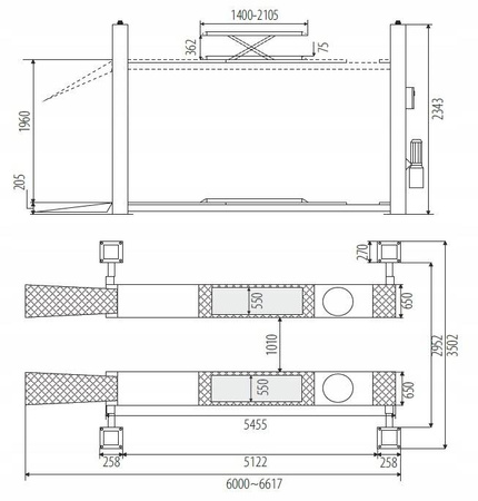 NORTEC PODNOŚNIK CZTEROKOLUMNOWY DO GEOMETRII+ NOZYCA PODPROGOWA PO550 TITAN