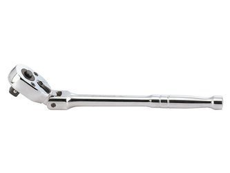 GRZECHOTKA Z PRZYCISKIEM 1/2'' ŁAMANA 32 ZĘBY 300mm CHROM, UCHWYT POLEROWANY