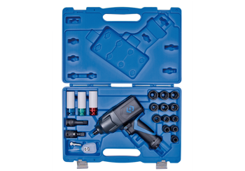ZESTAW- KLUCZ UDAROWY PNEUMATYCZNY 1/2" 1288Nm + NASADKI UDAROWE 1/2" 10-24mm Z AKCESORIAMI, WALIZKA,20 CZ.