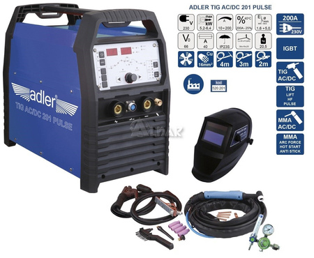 ADLER TIG AC/DC-201 PULSE z przyłbicą LIDER-350S