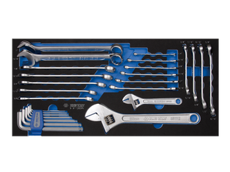 KPL. 26cz. KLUCZY CALOWYCH + KLUCZE NASTAWNE 6" ORAZ 12", WKŁAD Z PIANKI DO SKRZYNKI