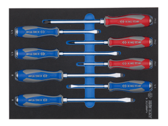 ZESTAW WKRĘTAKÓW  ŚLUSARSKICH  8 cz. KRZYŻAK + PŁASKIE, WKŁAD Z PIANKI, DO WÓZKA