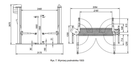Podnośnik dwukolumnowy śrubowy na ramie 3000 kg APAC 1503 280A