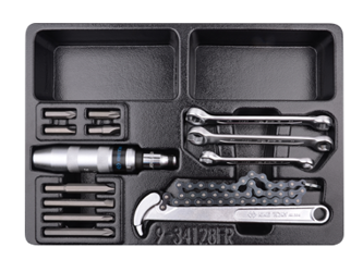WKRĘTAK UDAROWY + BITY KRÓTKIE I DŁUGIE 5/16", KLUCZE DO FILTRA OLEJU I PRZEWODÓW HAMULCOWYCH, WKŁAD DO WÓZKA