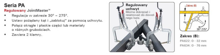 Ściski regulowane w zakresie 30-275 stopni 0-76 mm