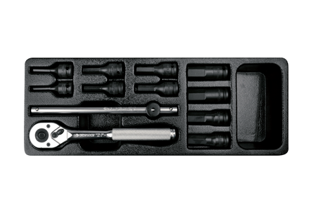 ZESTAW NASADEK UDAROWYCH 3/8"  12cz.  KRÓTKIE HEX H4-H17  Z  AKCESORIAMI, CHROM, WKŁAD DO WÓZKA