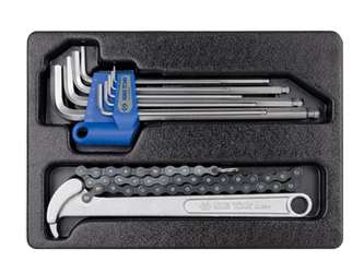 ZESTAW IMBUSÓW  9 szt. 1120 HEX Z KULKĄ EKSTRA  DŁUGIE  1,5 - 10mm, UCHWYT PLAST. + KLUCZ DO FILTRA  OLEJU 3204, WKŁAD