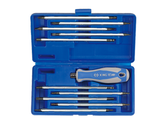 ZESTAW WKRĘTAKÓW Z WYMIENNYMI GROTAMI 11 cz. PUDEŁKO PLAST.